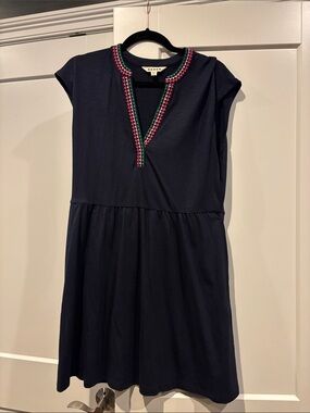 Navy Dress with Pink & Green Trim by Boden